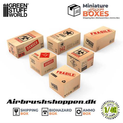 Papkasser - Miniature Printed Boxes 6 stk - Large, Scale: 1/48 - 1/35 GSW